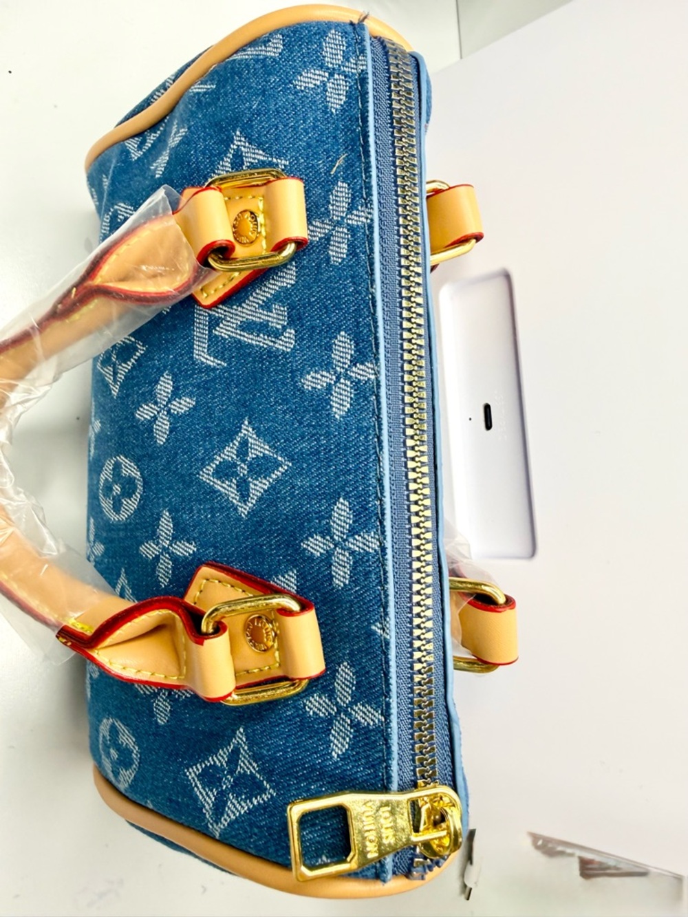 Fashion Blue Denim Monogram Speedy Bandoulière Mini Bag - Picture 2 of 5